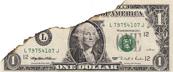 Damaged Dollar Bill
