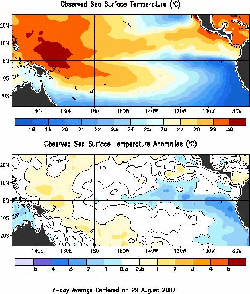 NOAA image of observed sea surface temperatures on August 29, 2007. Please credit “NOAA.”