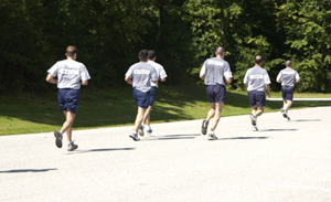 James J. Rowley Training Center trainees during exercise routine