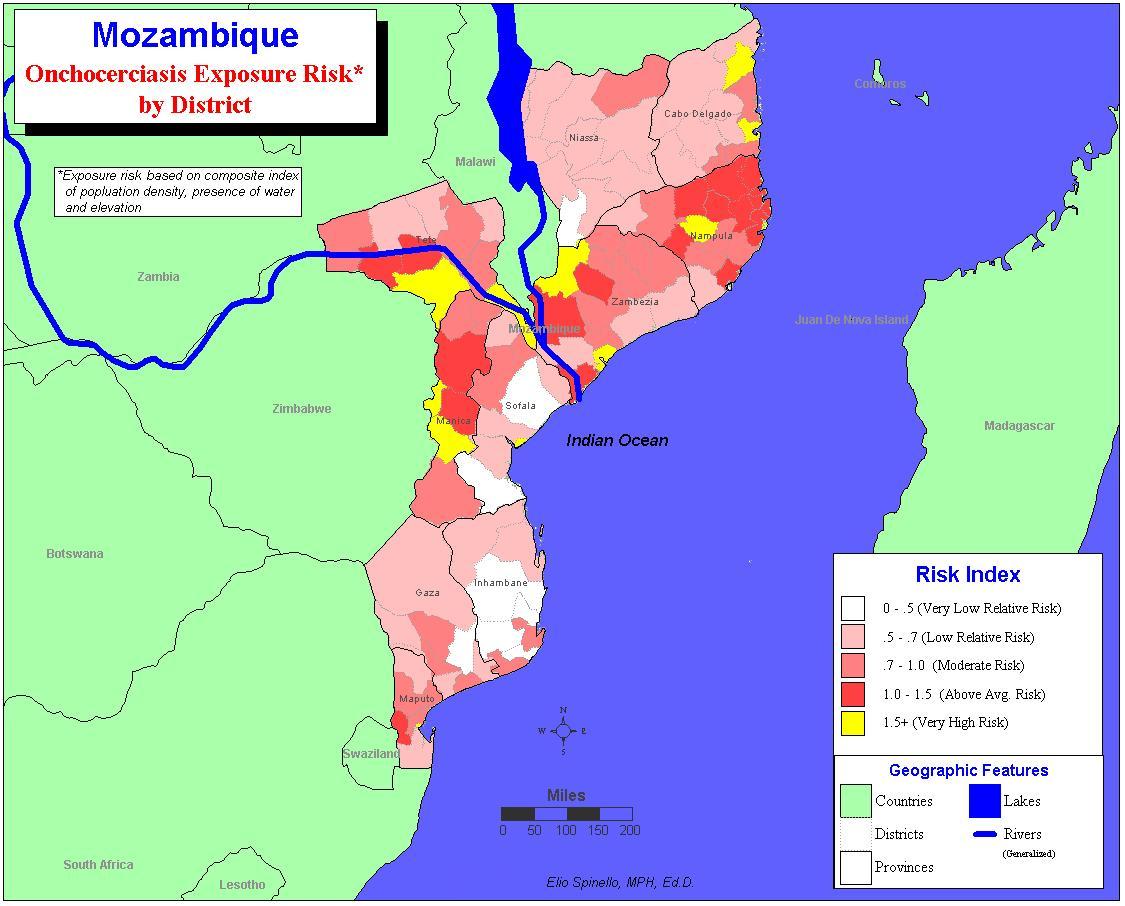 Mozambique Onchocerciasis Exposure Risk Map Image