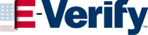 Logo of E-Verify Program, links to information on E-Verify