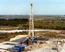 Aerial view of drilling rig at the West Hackberry, Louisiana, Strategic Petroleum Reserve storage site