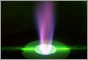 Photo of a flame from the combustion of hydrogen and methane.