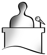 Illustration of speaker at podium