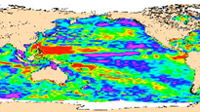 OSTM/Jason 2 map of sea-level anomalies from July 4 to July 14, 2008 (above).
