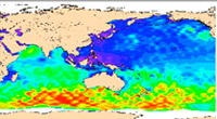 OSTM/Jason 2 map of significant wave height from July 4 to July 14, 2008 (above).
