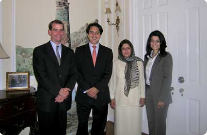 photo of (left to right) Dr. Terry L. Cline, SAMHSA Administrator, the Ambassador of Afghanistan Said T. Jawad, Dr. Alia Ibrahim Zai, Afghanistan’s Director of Mental Health, and Mrs. Saheem Jawad