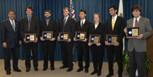 Secretary Abraham with the winners of the Presidential Early Career Award for Scientists and Engineers.