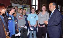 Secretary Abraham talks to sutdents at the "What's Next Expo".