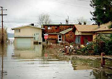 Flooded area in Lakeport, California as a result of the 1998 El Nino event. 