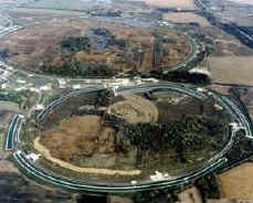 Aerial view of Fermilab's Main Injector and the Tevatron