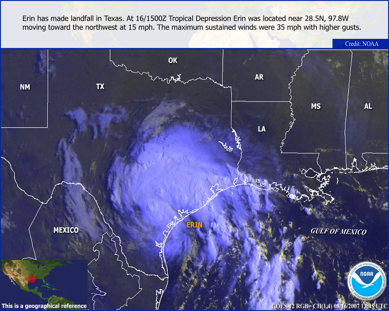 Tropical Storm Erin Satellite