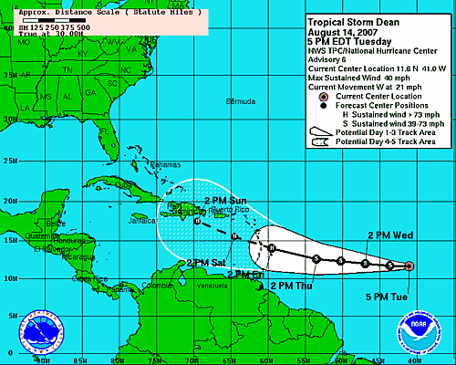 Tropical Cyclone Track and Watches/Warnings
image example for Tropical Storm Dean
