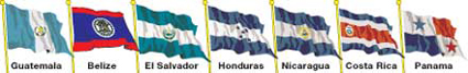 flags of seven Central American countries