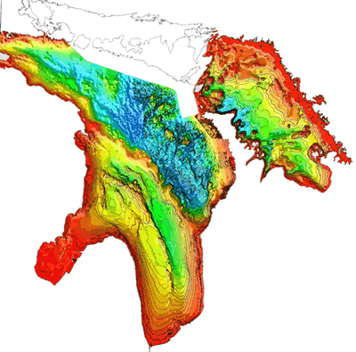 Lake Huron bathymetry map