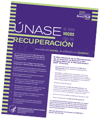 photo of Unase a las voces de la Recuperacion flyer in Spanish - click to view