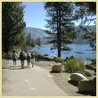 [Photo]: Hikers on trail at Pinecrest Lake