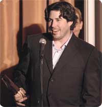 photo of Director Jason Reitman accepting a PRISM Award for Thank You For Smoking