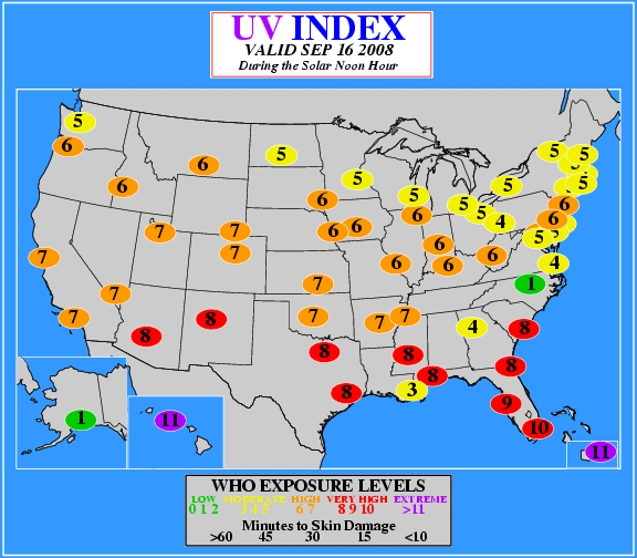 Current UV Index Forecast Map
