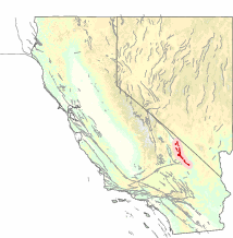 map showing the Death Valley fault outlined in red