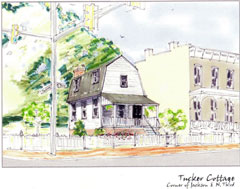 An architect's rendition of a restored Tucker Cottage