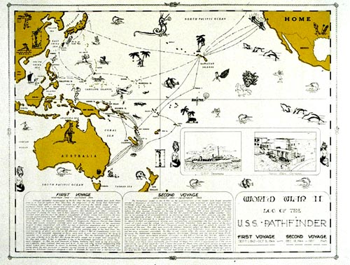 chart showing voyages of pathfinder during ww2