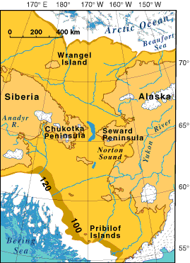 map of Bering Land Bridge