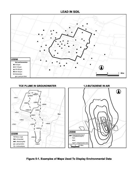 Figure 5-1. Examples of Maps Used to Display Environmental Data.