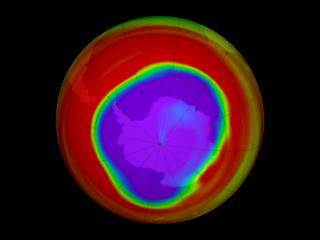 This animation shows varied concentrations of HCl near the Antarctic pole. In the stratosphere, Hydrogen Chloride (HCl), acts as a reservoir species temporarily removing chlorine radicals from a catalytic ozone destruction cycle.