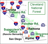 [Map]: Vicinity map showing the location of the forest districts.