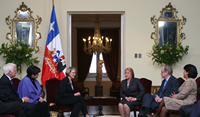 Photo of the U.S. Higher Education Delegation to Brazil and Chile led by Education Secretary Spellings met with Chilean President Michelle Bachelet, Foreign Minister Alejandro Foxley and Education Minister Yasna Provoste in Santiago, August 21.