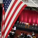 A community relations meeting at Ellis Island, New York.