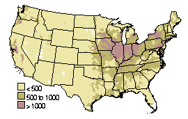 SPARROW estimated nitrogen yield from watersheds
