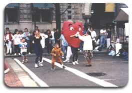 Happy heart dancing with woman