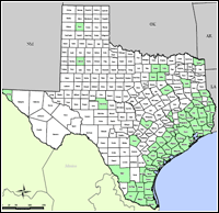 Map of Declared Counties for Emergency 3290