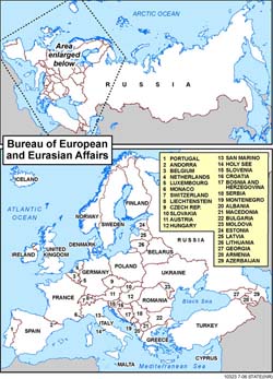 U.S. Department of State map of the Europe and Eurasia Region