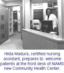 Photo: Hilda Madura, certified nursing assistant, at NIAMS' new Community Health Center