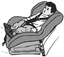 illustration of child in safety seat