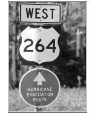 Image of evacuation route road sign
