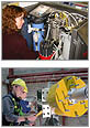 Photos of researchers working with equipment.