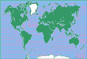 Map of where glaciers and ice caps exist on Earth. 