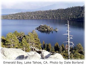 Picture of a lake: Lake Tahoe, California. 