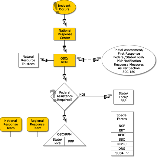 Flow diagram of an incident being processed through the NRS