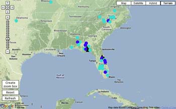 Screenshot of the Gustav Water Data Hazards Map