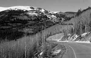 Figure 11. Springtime distribution of snow on the active part of the Slumgullion landslide.