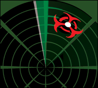 Radar illustration showing biohazard symbol