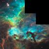 Hubble Unveils Colorful and Turbulent Star-Birth Region on 100,000th Orbit Milestone