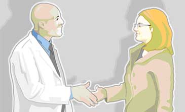 artwork of doctor and patient shaking hands
