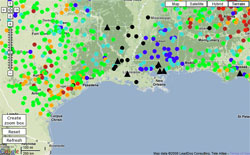 Real-time water data map