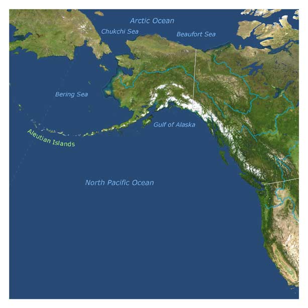 map of north pacific ocean and bering sea